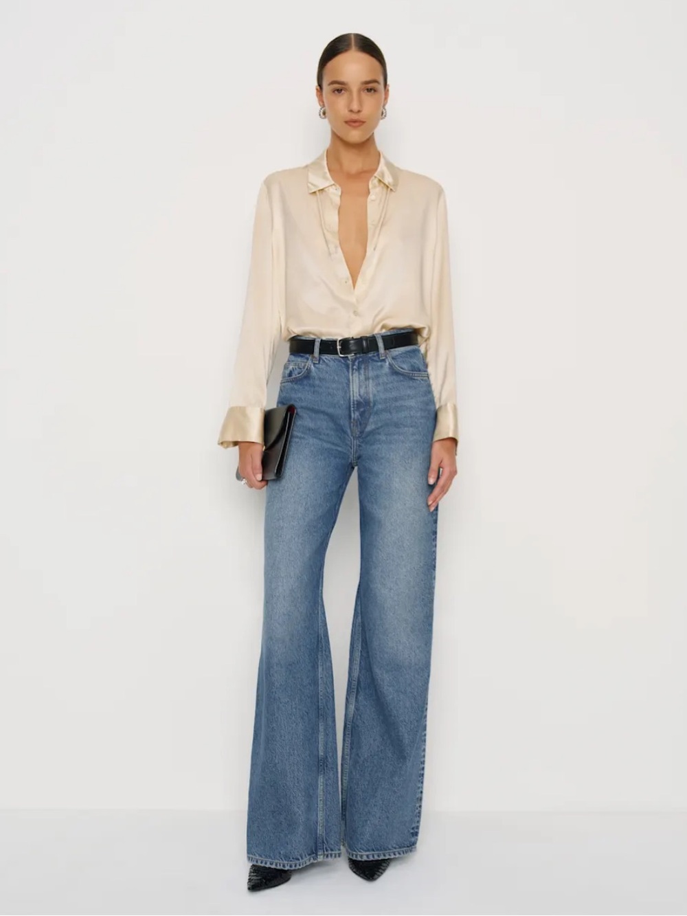 Reformation Cary High Rise Slouchy Wide Leg Jean size 28